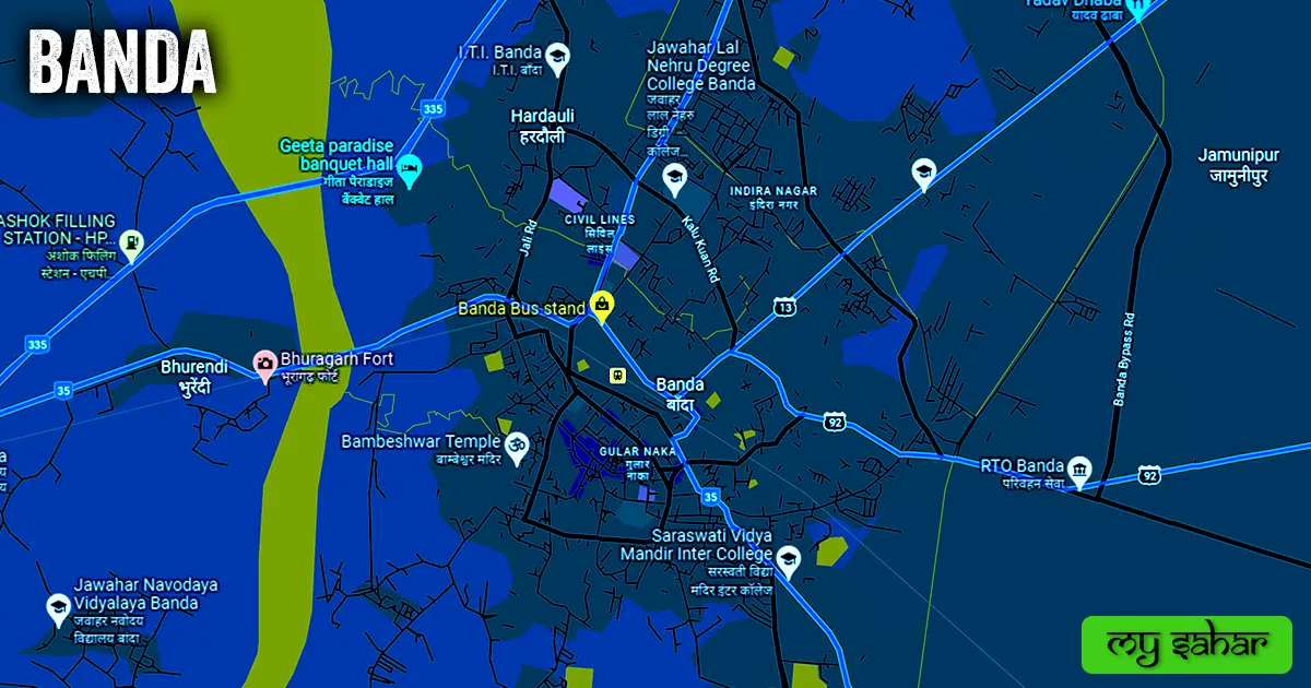 City political map. banda political map with its name.