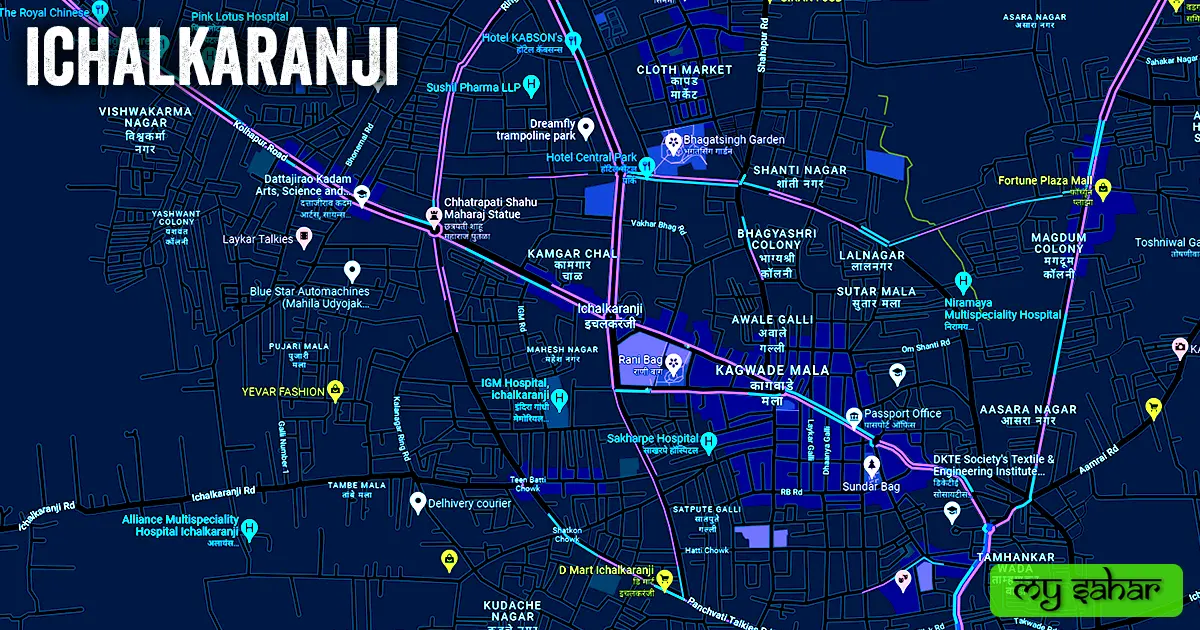 City political map. Ichalkaranji political map with its name.