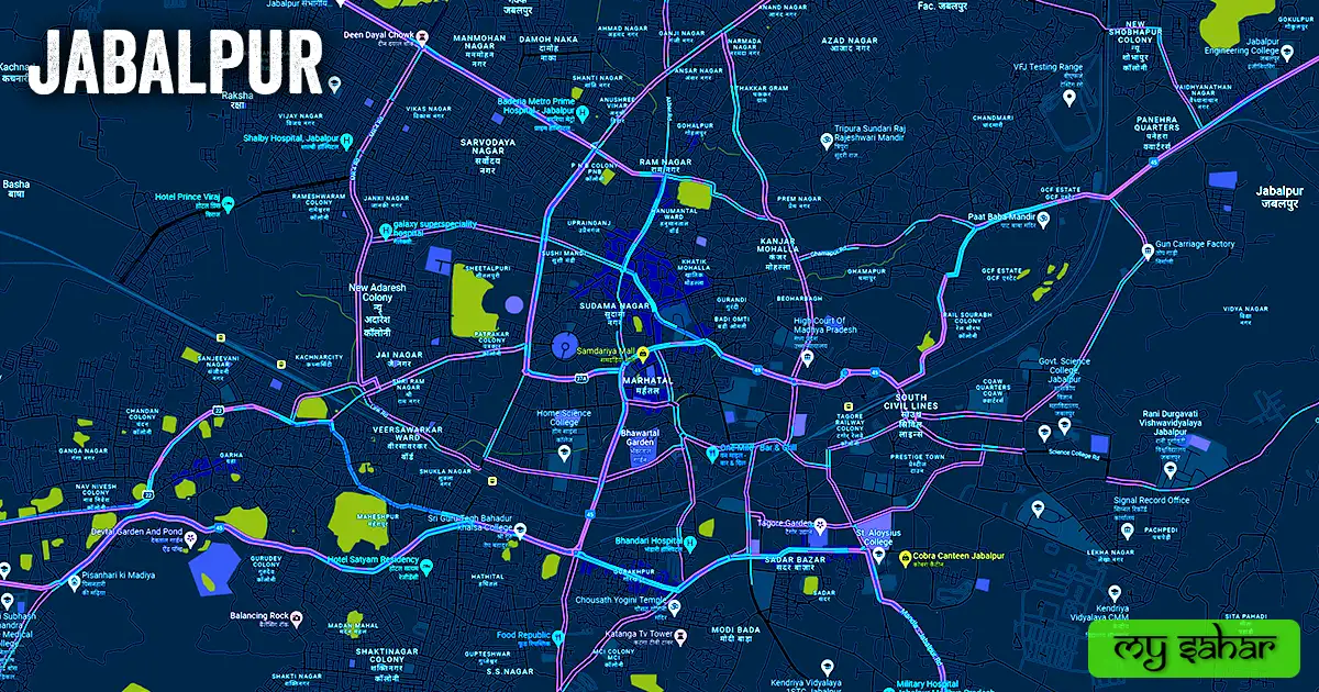 Jabalpur political map with its name.