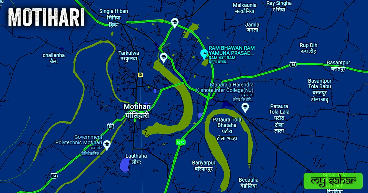 City political map. Motihari political map with its name.