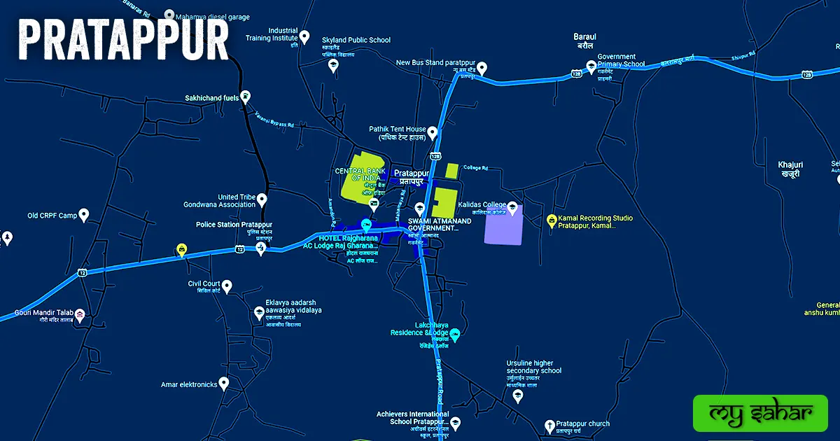pratappur city political map with roads