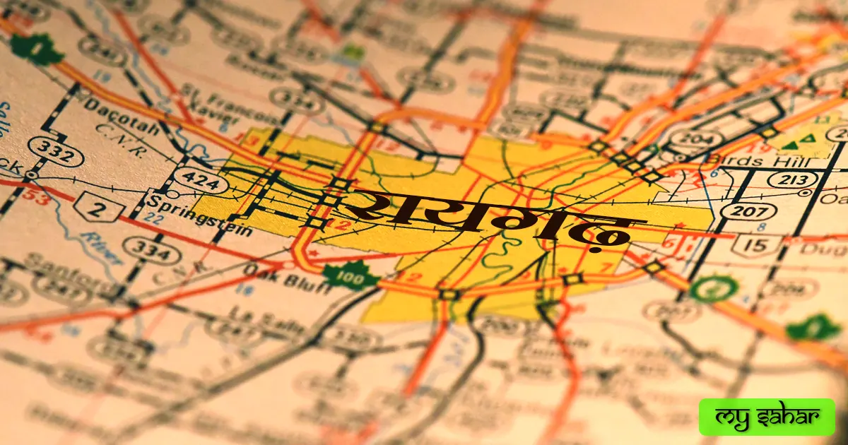 city's map Raigarh map with its name.