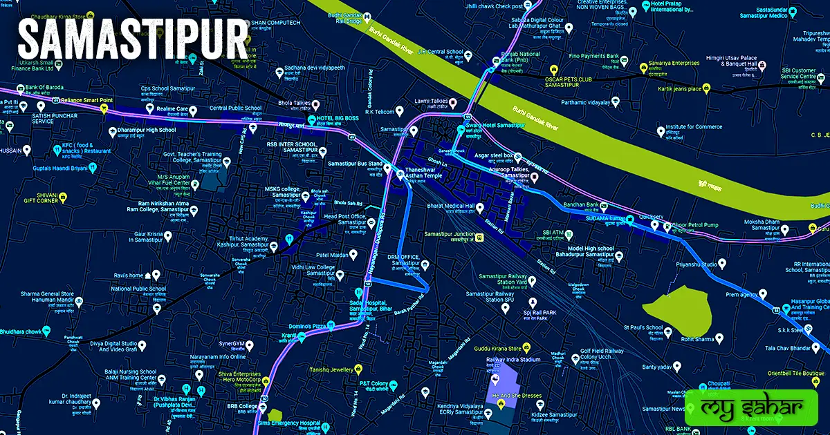Samastipur political map with its name.